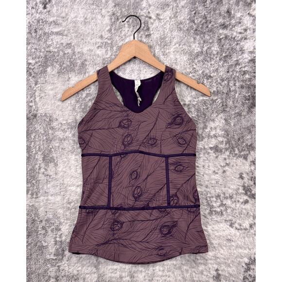 Lululemon Tank Top 6 Womens Purple Leaf Logo Racerback Athletic - Picture 1 of 8